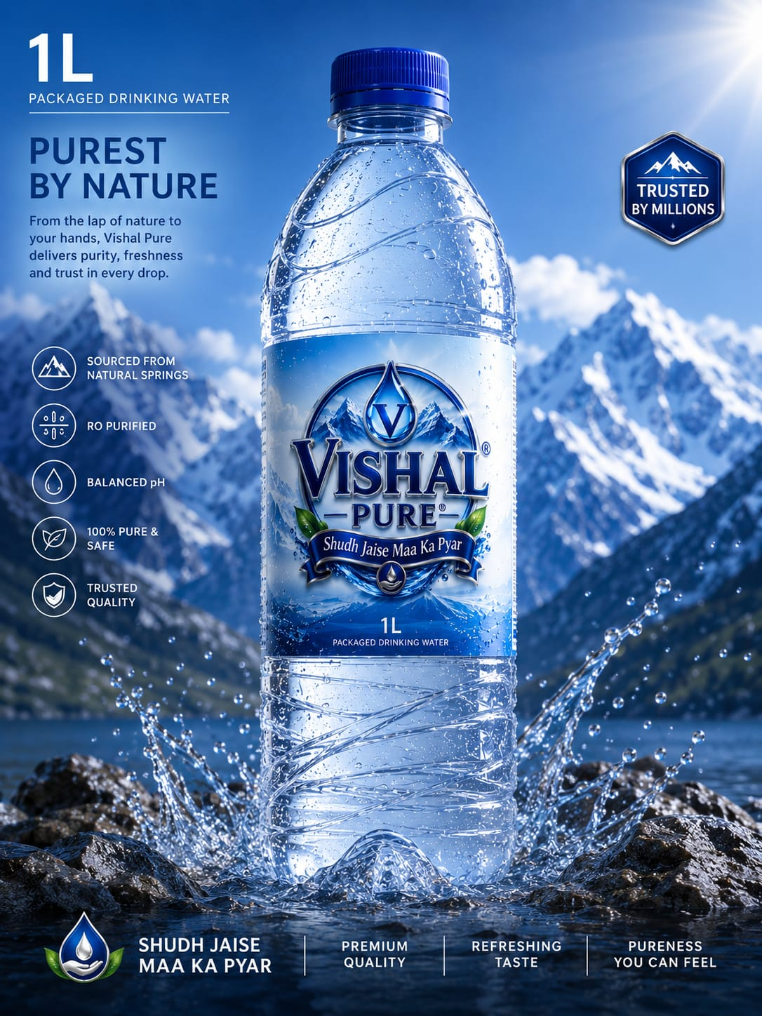 Vishal Pure 1 litre water bottle